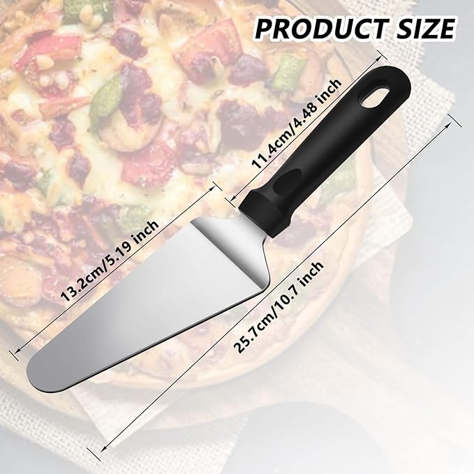 RHBLME 25 Pack Pizza Spatula, Pie Server Pie Cutter Cake Cutter, Stainless Steel Cake Serving Spatula Non Slip Easy to Grip Baking Triangular Spade Plastic Handle Shovel