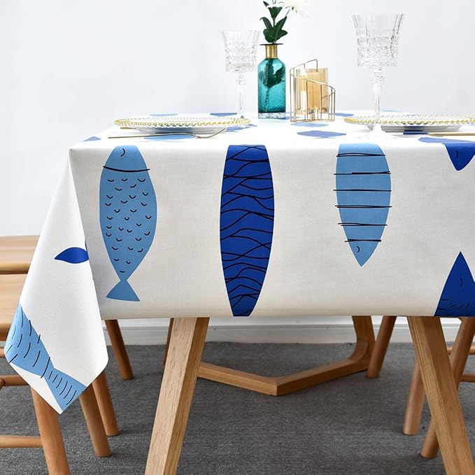 LOHASCASA Heavy Duty Vinyl Oilcloth Tablecloth PVC Waterproof Plastic Wipeable Spillproof Peva Tablecloth for Spring Outdoor Camping Picnic Oblong 54x84 Inch