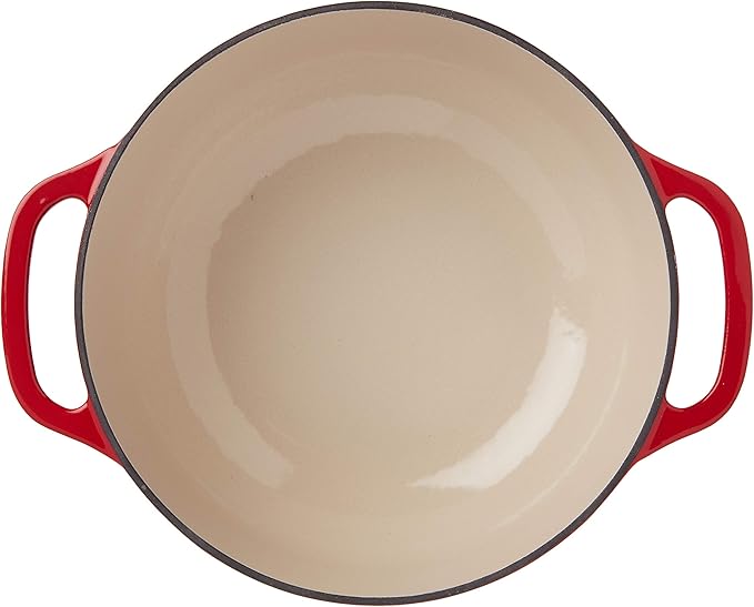 Lodge 6 Quart Enameled Cast Iron Dutch Oven with Lid ??Dual Handles ??Oven Safe up to 500째 F or on Stovetop - Use to Marinate, Cook, Bake, Refrigerate and Serve ??Island Spice Red