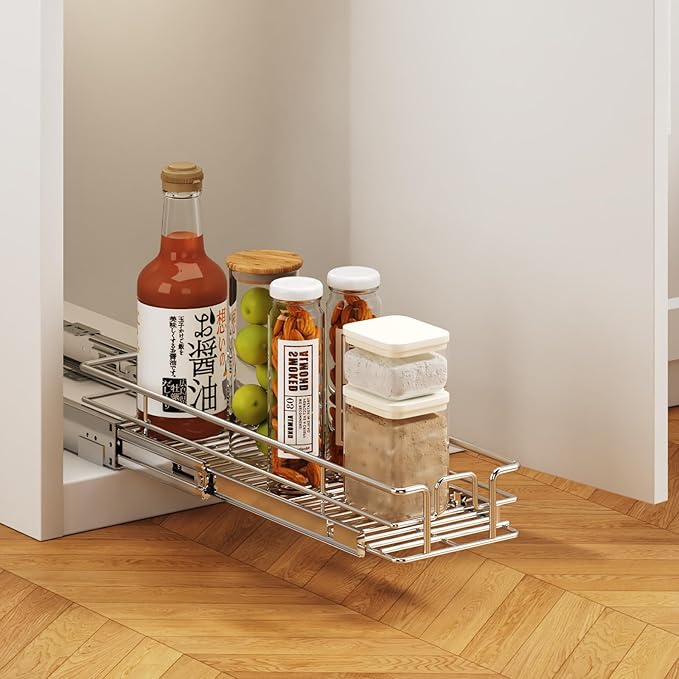 Pull Out Cabinet Organizer 5쩍" W x 21쩍" D, Heavy Duty Cabinet Pull Out Shelves, Slide Out Drawers Organization for Kitchen Cabinets Bathroom