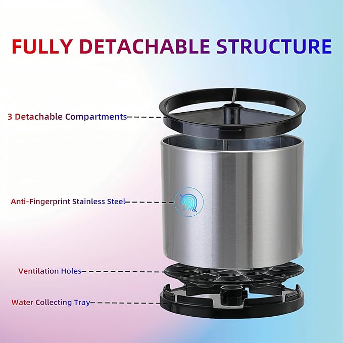Kitchen Utensil Holder Extra Large 360째Rotating For Counter Organizer Stainless Steel Storage Cooking Silverware Caddy 3 Compartment Flatware Spoon Spatula Tool Cutlery Container