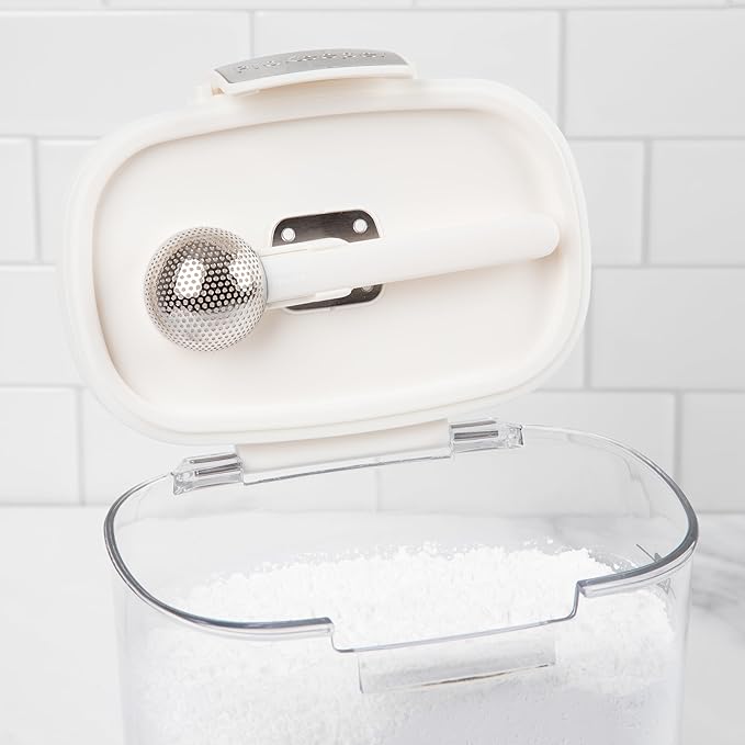 ProKeeper+ Airtight Food Storage Container Set ??Clear Plastic Flour and Sugar Canister Set with Magnetic Accessories for Kitchen Organization (White, 9-Piece)