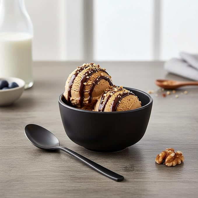 TP 10 Ounce Bowl Set of 6, 4.5??Melamine Bowls for Appetizer Snacks Ice Cream Dipping Sauce Side Dish, Unbreakbale and lightweight, Black