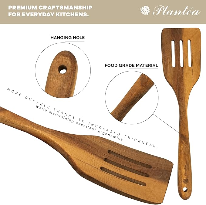 Wooden Spatula for Cooking ??4 Piece Acacia Wood Spatula for Non-Stick Cookware ??Durable & Easy to Clean - Comfortable Handle, Ideal Kitchen Gift