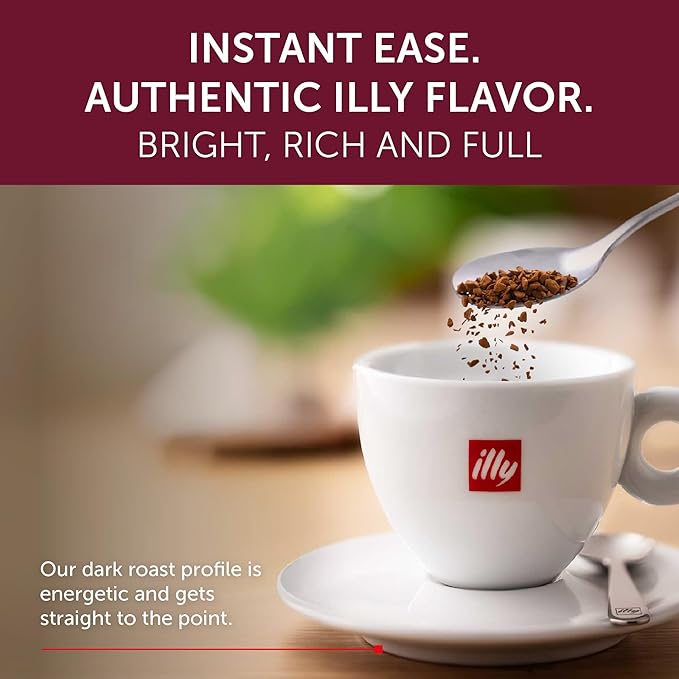 illy Instant Coffee, Intenso Dark Roast, 100% Arabica, Premium Italian Coffee, 3.3oz, 6 Pack