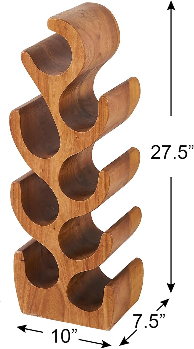 8 Bottle Wood Brown Wine Rack Tabletop Cabinet 27.5" Height Handmade Rustic Wooden Wine Rack Countertop Bottle Holder Stand Kitchen Cellar Storage Bar Corner Freestanding Home Christmas Decor