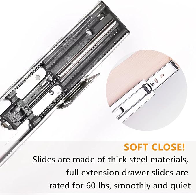 13?쓂 x 21?쒭 x 3?쒱 Soft Close Slide Out Wood Drawer Organizer for Kitchen, (Cabinet Opening Width>14.5 inches for Bottom Assembly, Width= 14 inches for Side Assembly)
