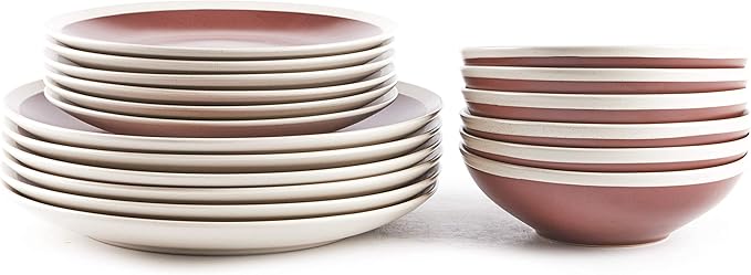 Rock Ridge Speckled Stoneware Dinnerware Set (18pc Set, Brown and Ivory)