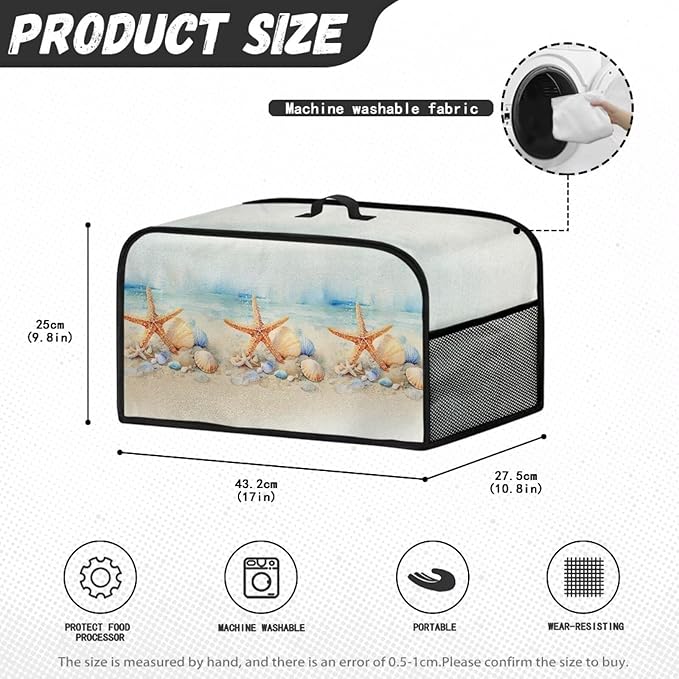 Beach Conch Starfish Cover for 6-8 Quart Oval Slow Cooker Cover Wear Resistant Washable with Mesh Pocket Fancy Home Inspriation