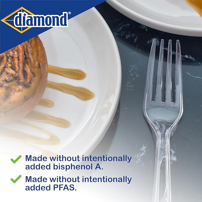 Diamond짰 All Occasion Clear Disposable Cutlery Set 288 Count (288 Forks Set)
