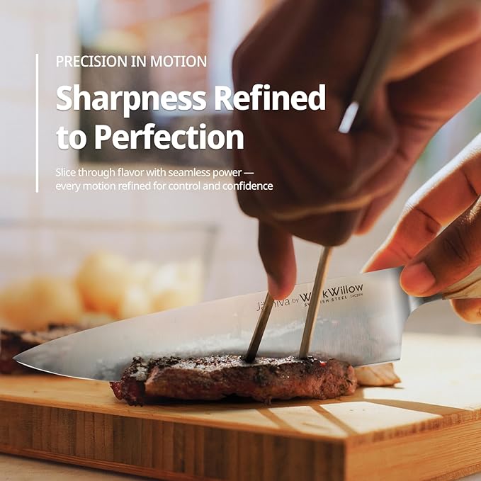 8 Inch Chef Knife ??Razor Sharp Swedish Steel Kitchen Knife with Italian Olive Wood Handle ??Premium Cutting Knife for Meat, Vegetables & Prep ??Gift for Home Cooks & Chefs