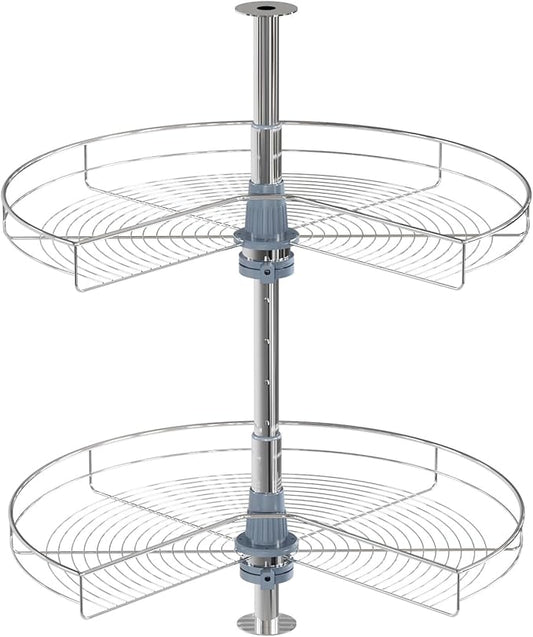 Dowell Base Cabinet Kidney Shape Dia.24 270째 Lazy Susan, 2 Shelves, Kitchen Base Corner Cabinet Organizer (Chrome 4001 270 24)