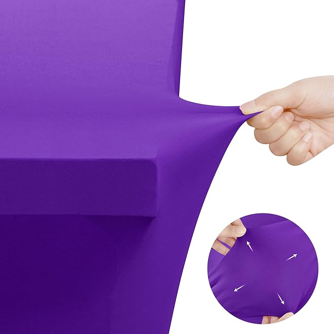 Utopia Kitchen Spandex Tablecloth 2 Pack [6FT, Purple] Tight, Fitted, Washable and Wrinkle Resistant Stretch Table Cloth Rectangle Cover for Trade Show, Weddings & Parties [72Lx30Wx30H Inch]