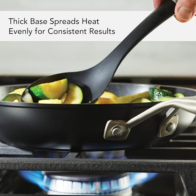 KitchenAid Hard Anodized Induction Nonstick Frying Pan Set With Lid, 3-Piece ??8 & 10 Inch Skillets, Durable, Even Heating, Dishwasher & Oven Safe, Easy-Clean, Matte Black