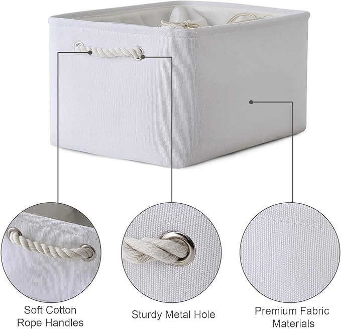 TheWarmHome Storage Basket for Gifts Empty - X Large - 3 Pack 17.7L횞13.8W횞9.8H in Collapsible Storage Bin for Shelves, Toy Box Storage for Gifts Book Laundry (White)