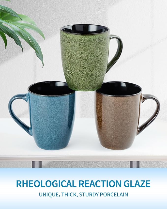 Ceramic Mugs 12oz,Large Ceramic Coffee Cups for Men, Women, Dad, Mom, Modern Coffee Mugs With Handle For Tea,Latte,Cappuccino,Cocoa. (Blue 1 Pack)