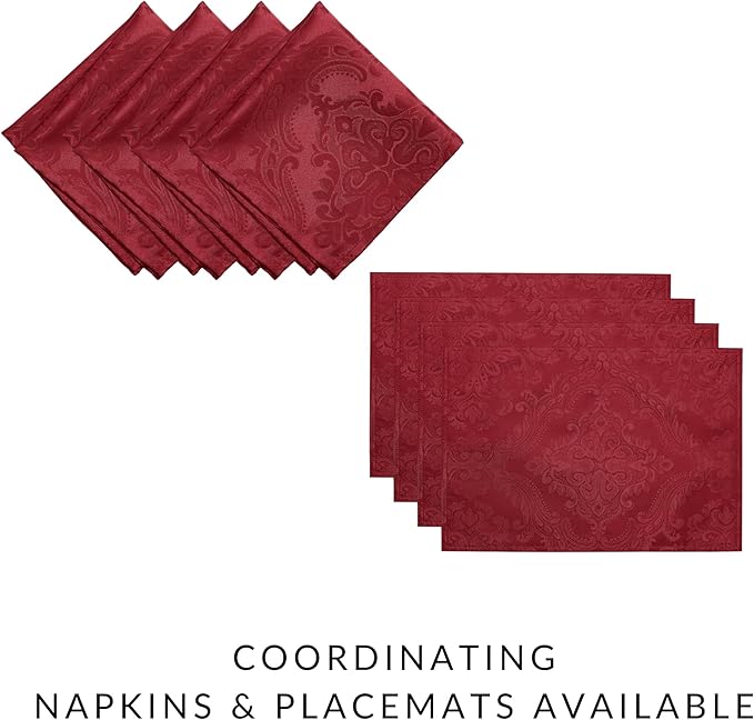 Elrene Home Fashions Caiden Elegance Damask Waterproof, Stain & Wrinkle Resistant Fabric Tablecloth, 60" x 120" Oblong/Rectangle, Red