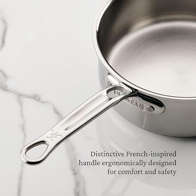 Hestan ProBond Luxe 1.5-Quart Saucepan with Lid, Professional Clad Stainless Steel, ProCore Tri-Ply Clad Construction, Polished Exterior, Induction & Oven Safe