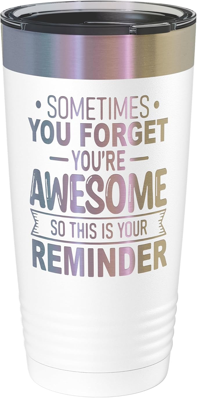 Spotted Dog Company Inspirational Tumbler, Inspirational Gifts for Men Dad Father Wife Sister Women, Birthday For Him Her, You?셱e Awesome Tumbler, Teacher Coworker Gifts 20oz White Prism