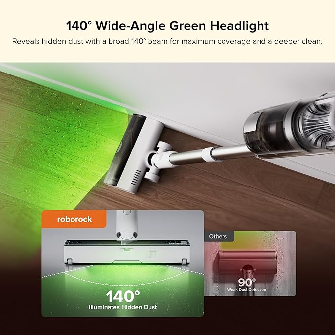 roborock H60 Hub Cordless Stick Vacuum Cleaner with Auto-Empty Dock, 115AW Suction for Carpets and Hard Floors, Vacuum Cleaners with 60-Min Runtime, Anti-Tangle Brush, 140째 Green LED Dust Detection