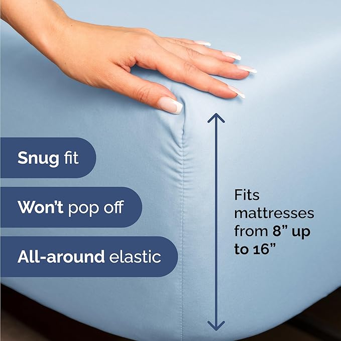 Twin 4 Piece Sheet Set - Cooling & Breathable Bed Sheets - Hotel Luxury Bed Sheets for Women, Men, Kids & Teens - Bedding with Deep Pockets & Easy Fit - Soft and Wrinkle Free - Twin Light Blue Sheets