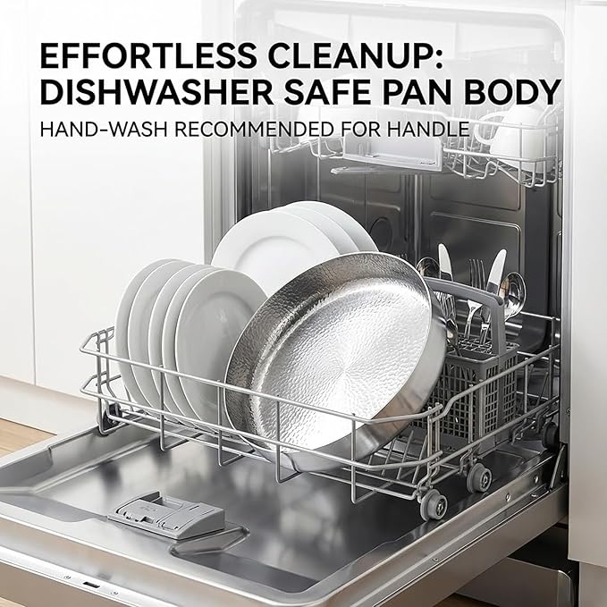 Titanium Pan, Titanium Pans For Cooking Pan with Detachable Handle, No Coating Non-Stick Skillet for Cooking, cool things to have in your kitchen Induction Compatible (11.02in,No pot lid)