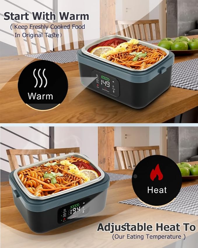 oofkit Electric Lunch Box For Adults(Men & Women),Heated Lunch Box Battery Powered With USB Charge port,Self Heating Coreless,Portable Food Warmer For meals on the go(1L Black)