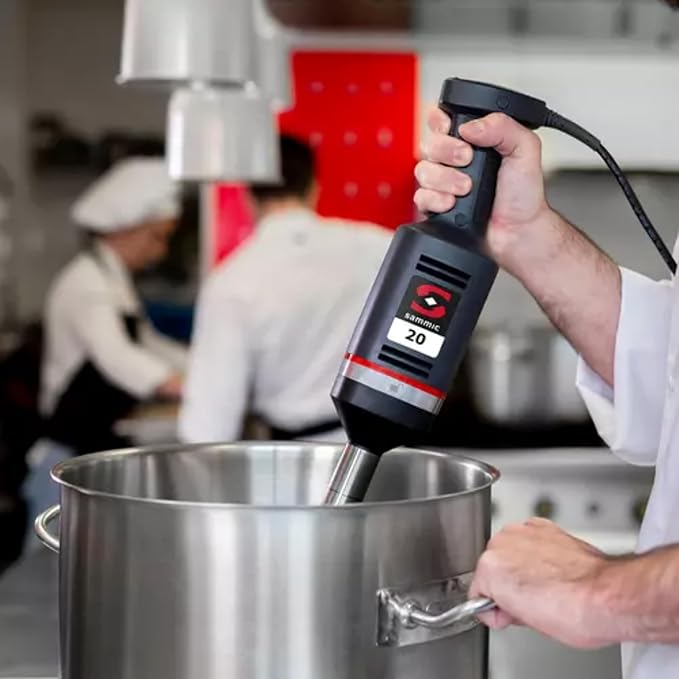 Sammic XM-22 Stick Immersion Blender, Handheld Commercial Food Blender, 16 Qt Capacity, Variable Speed 1,500??5,000 RPM, 11.4" Detachable Stainless Steel Arm, Tri-Blade System, 120V