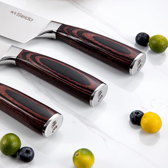 17-Piece Master Chef Knife Block Set ??Damascus Steel & Acacia Wood Block