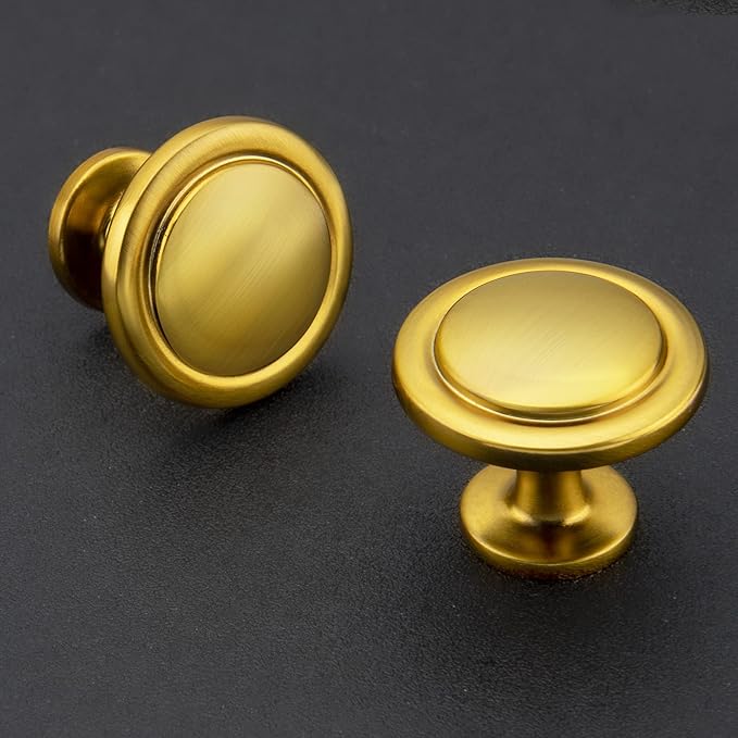 Ravinte 40 Pack 1-1/4 Inch Kitchen Cabinet Knobs - Brushed Brass Zinc Drawer Pulls and Door Handles for Dressers