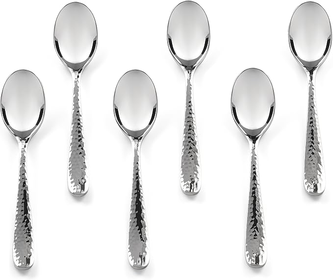 Hudson Essentials 6-Piece Bergamo Set Modern Silver Stainless Steel Espresso Spoons, 4.6-inch Demitasse Coffee Spoons, Set of 6