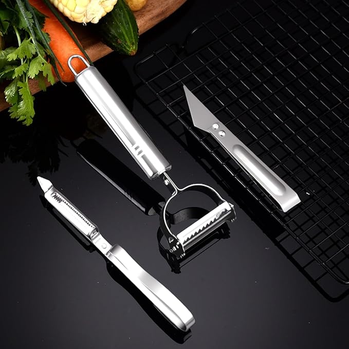 Adnexum 3-in-1 Vegetable Peeler - Ultra Sharp Slicer, Grater & Peeler with Ergonomic Design Grip for Effortless Peeling, Slicing and Grating for Fruit, Potatoes, Carrots, Apples