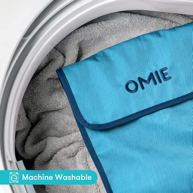 Omie OmieBox Lunch Bag - Washable, Foldable, Durable, WaterResistant Fabric with Interior Pocket and External Bottle Holder (Blue)
