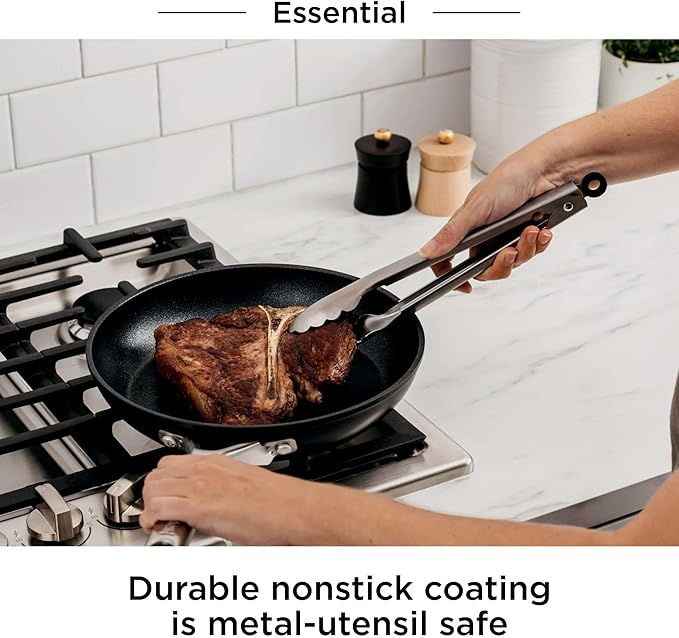 Ninja NeverStick Essential 10-Piece Cookware Set, C19010 ??Durable Nonstick Pots & Pans, Hard-Anodized, Oven Safe to 500째F, Even Heat Distribution, Metal-Utensil Safe, Dishwasher Safe