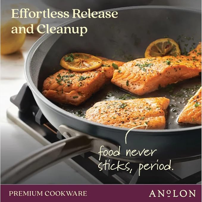 Anolon Accolade Forged Hard Anodized Nonstick Frying Pans/Skillet Set, 10 Inch and 12 Inch - Moonstone Gray