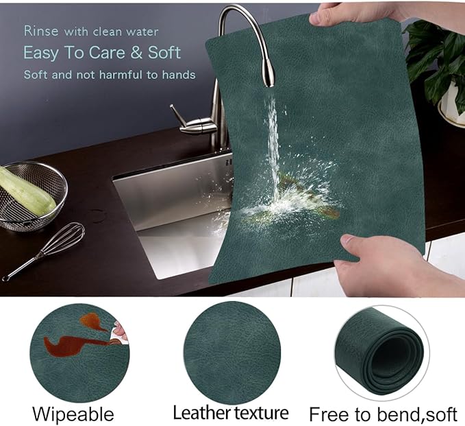 enthulook Faux Leather Placemats Set of 6, Light-Navy, 12"x 17" (30cm x 43cm), Waterproof & Stain Resistant, Heat-Resistant, Non-Slip, Suitable for Indoor & Outdoor, Reusable Table Decor