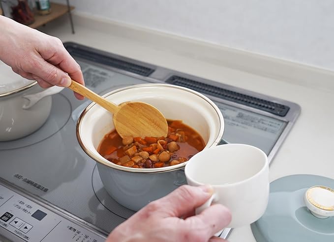 FUJIHORO JAPAN EX Series Cocotte EX-16C (Smoke Green), Enamel Kitchenware, PFAS-free, Japanese Design & Craftmanship