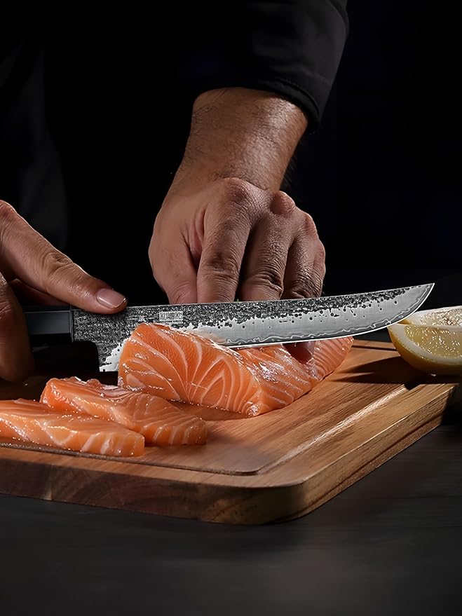 HOSHANHO Fillet Knife 7 Inch, Super Sharp Japanese Boning Knife in High Carbon Steel, Professional Hand Forged Fish Knives for Meat Poultry Cutting