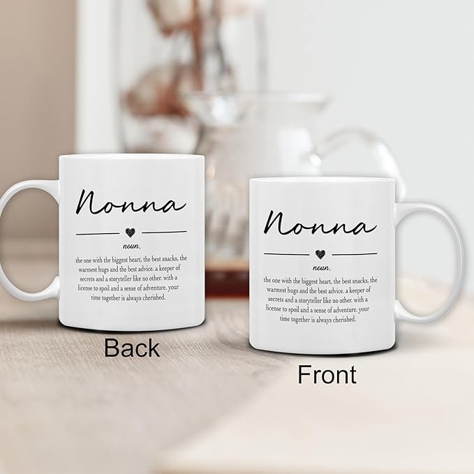 QASHWEY Nonna Gifts Coffee Mug, Gifts for Nonnas Grandma from Grandkids Grandchildren, Grandma Coffee Mug, Mothers Day Mugs Tea Cup Gift for GrandmaNonna, Nonna Definition CoffeeCup Ceramic 11oz