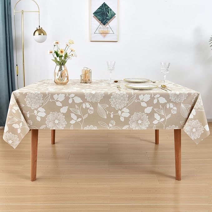 LOHASCASA Heavy Duty Vinyl Oilcloth Tablecloth PVC Waterproof Plastic Wipeable Spillproof Peva Tablecloth for Spring Outdoor Camping Picnic Square 54x54 Inch