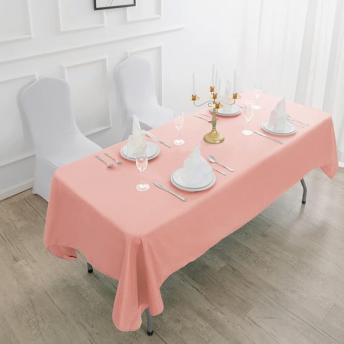 Cupuamon Rectangle Tablecloth 90x132 inch Washable Polyester Fabric Table Cloth for Wedding Party Dining Banquet Decoration（90x132, Dusty Pink）