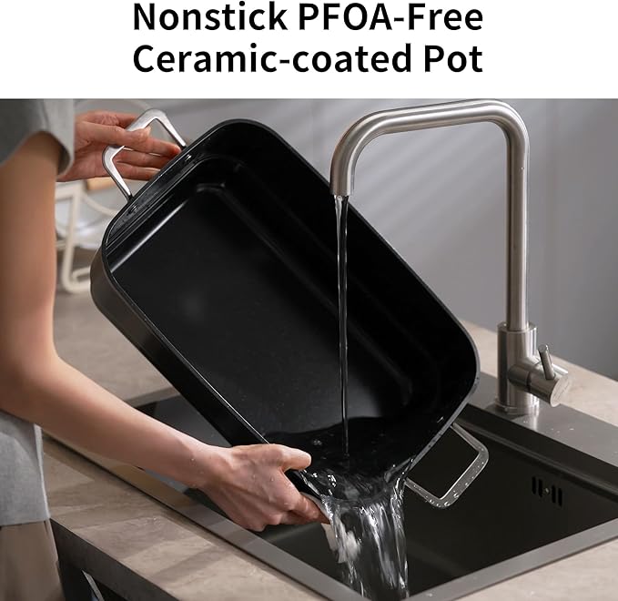 Slow Cooker 10-Quart - PFOA-Free Ceramic Coating, Oven Safe to 450째F | Keep Warm Function for Large Family Gatherings (Includes Silicone Spoon)