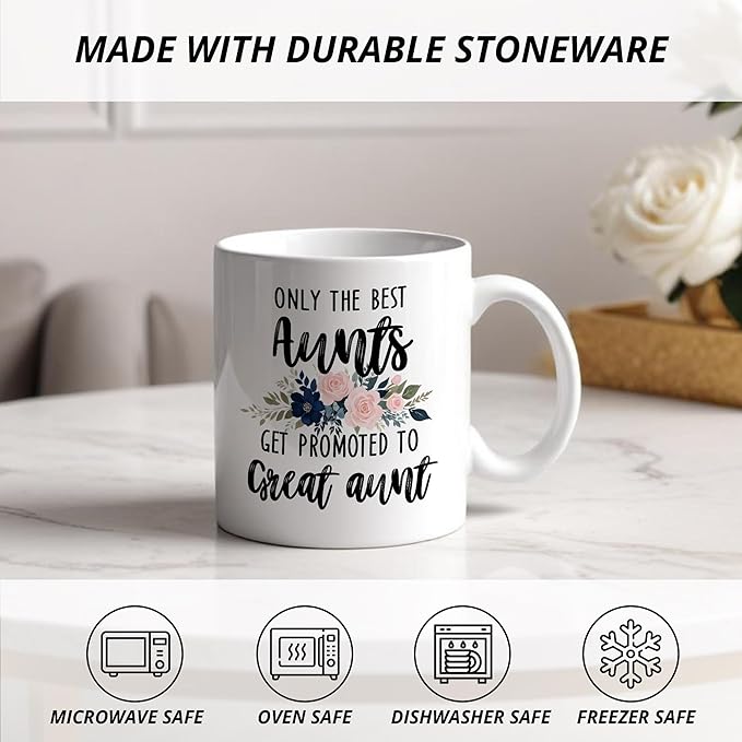 Promoted to Great Aunt Mug, Great Aunt Coffee Cups Ceramic, Great Aunt Coffee Mug, Great Aunt Gifts, Gifts for Great Aunt, Great Aunt Coffee Mug Gifts for Promoted to Great Aunt