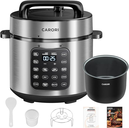 Electric Pressure Cooker 6 Qt, 9 Functions Programmable Instant Pot with IMD Touchscreen, Rice Cook, Slow Cook, Steam, Saut챕, Warm, 16+ Safety Features, 1000W Silver