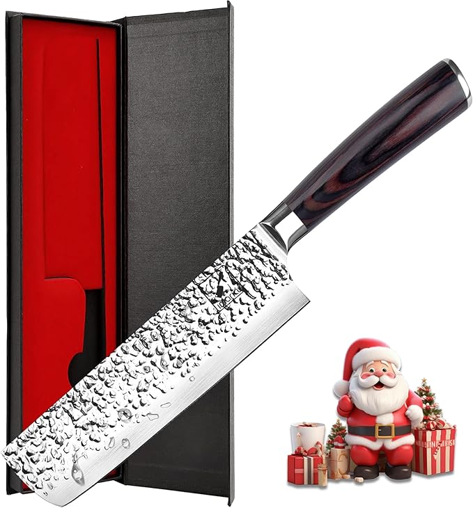 imarku Nakiri Knife Meat Cleaver, Razor Sharp 7 Inch Chef Knife Japanese Stainless Steel Vegetable Kitchen Knife with Ergonomic Handle for Home, Christmas Gifts for Women and Men