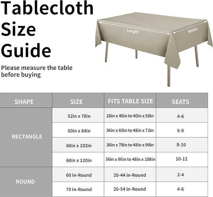 Easy-Going Faux Linen Waterproof Spill-Proof Tablecloth Stain Resistant Rectangle Table Cloth Wrinkle Free Decorative Fabric for Kitchen, Dining, Party, Weddings, Restaurants (60x102 in, Linen)