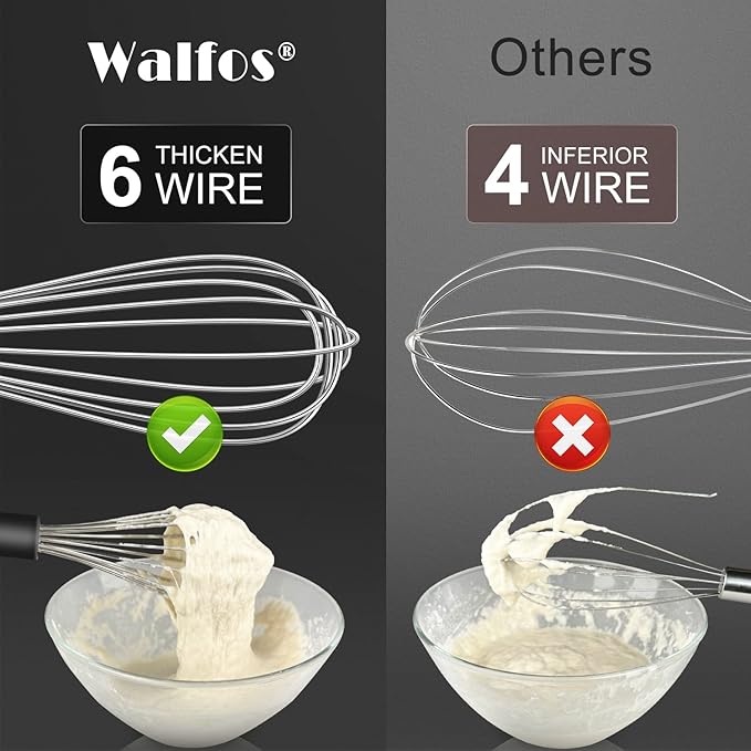 Stainless Steel Wire Whisk Set - 3 Packs Balloon Whisk, Thick Wire Wisk 竊?Strong Handles, Egg Frother for Cooking, Blending, Whisking, Beating and Stirring (7"+9"+11")