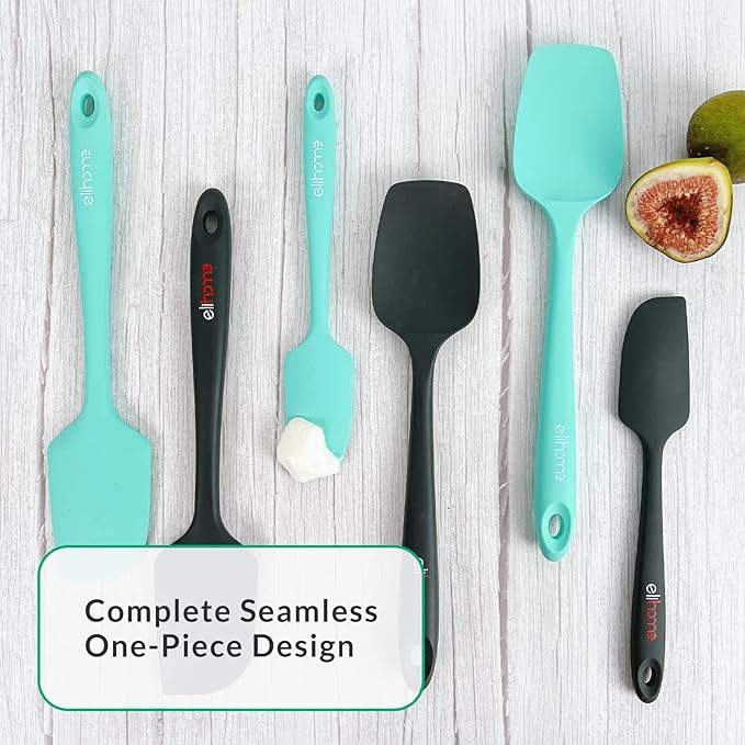 Elihome Chef Series 3 Piece Silicone Spatula Set - 600째F Heat Resistant Non Stick Rubber Kitchen Scraper Spatulas for Cooking, Baking, and Mixing ??BPA Free and LFGB Certified Silicone, Green Color