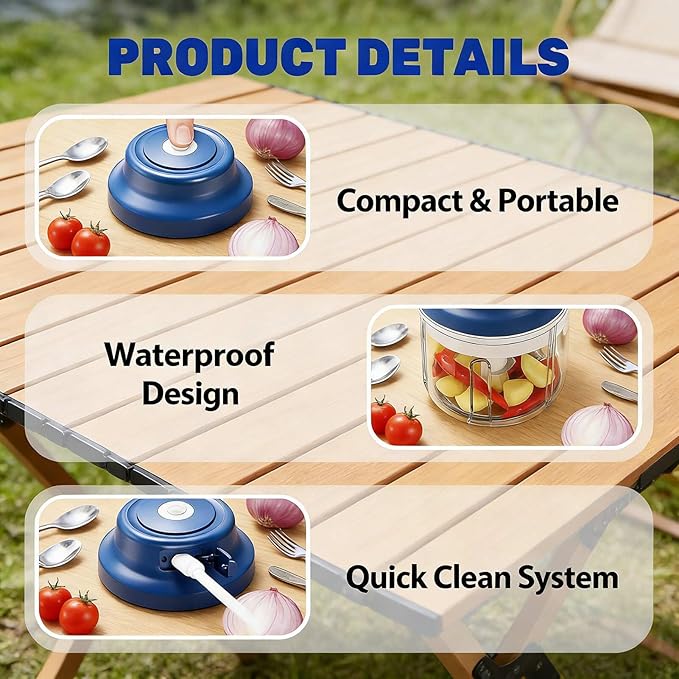 Electric Mini Garlic Chopper Set竊?-in-1 Wireless Garlic Chopper, USB Rechargeable Electric Mini Food Processor for Vegetable, Onion, Ginger, Nut -PC Container,Auto-Lock Safe Chopper Peeler Tool