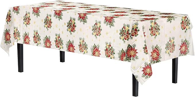 Party Solids Pack Of 6, Premium Rectangle Holiday Design Plastic Tablecloth - Christmas Decorations Tablecloth Disposable Plastic Table Cover for December - 54 inch. x 108 inch